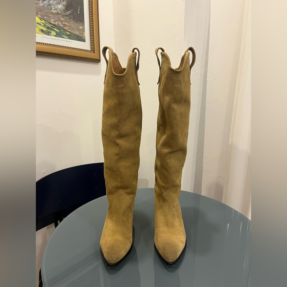 Isabel Marant Tan Suede Denvee Tall Western Boot - Picture 2 of 14